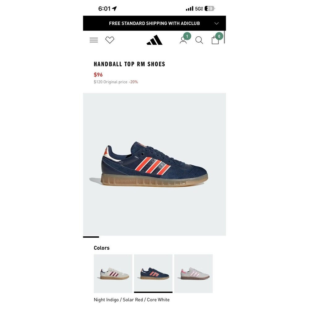 Adidas Handball Top RM Blue/Red Men's Shoes JR8370 Men 5.5 Women 6.5 Retail$120 - Picture 2 of 12